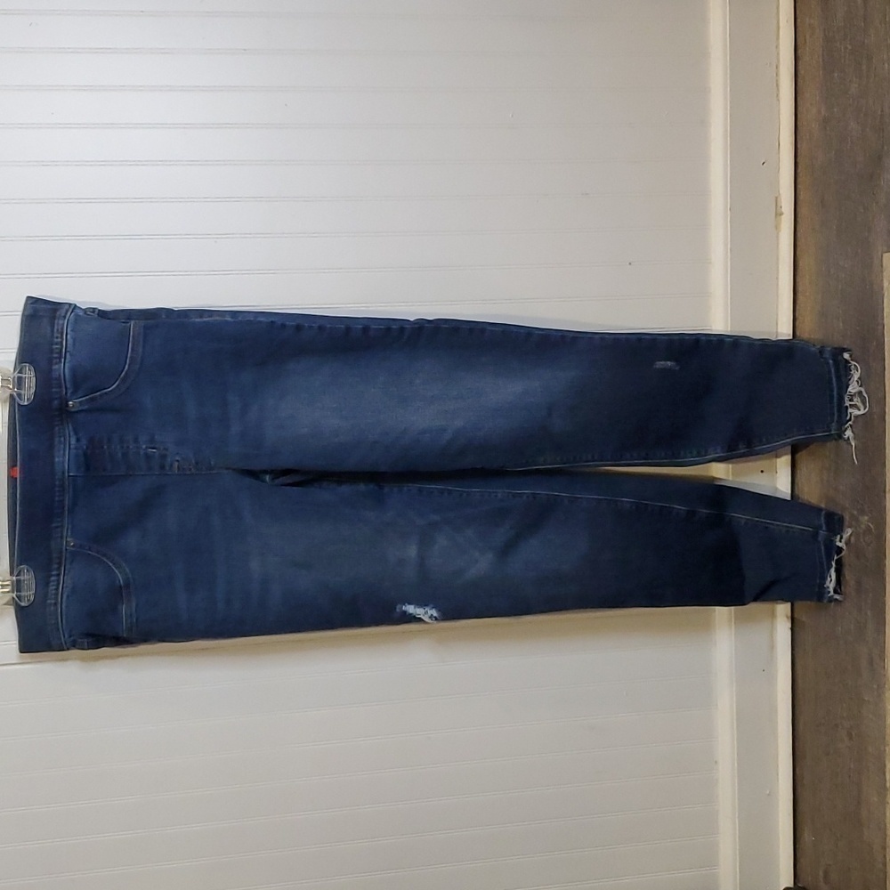 Spanx Pull On Skinny Distressed Frayed Hem Jeans Size medium
